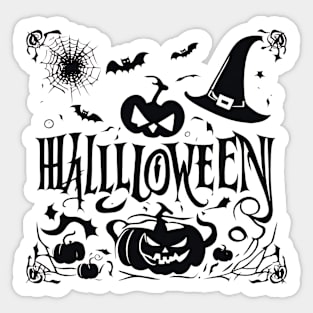 Happy Halloween typography poster with handwritten calligraphy text illustration Sticker